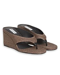 Alaia Women's Cube Wedge Thong Sandal M105 Coffee