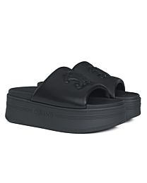 Celine Block Triomphe Sheepskin Slippers Black