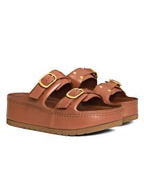 Celine Polly Cowhide Leather Wedge Mules