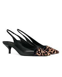 Celine Judy Calfskin And Leopard Print Plush Calfskin Crossbody Slingback Black