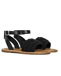 Celine Lympia Sandal In Triomphe Maccrame Cotton & Calfskin