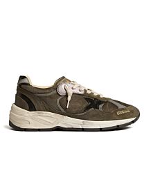Golden Goose Women's Dad-Star In Suede And Mesh With Leather Star And Heel Tab Dark Green