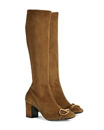 Gucci Women's Women's Half Horse Bit Boots 851420 Coffee