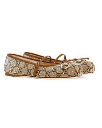 Gucci Women's GG Crystal Gucci Horsebit Ballet Flat 848330 Apricot