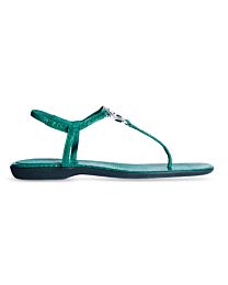 Gucci Women's Python Thong Sandal With Interlocking G 8746990 Green