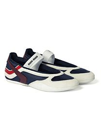 Miumiu Gymnasium Technical Fabric And Suede Ballet Flats