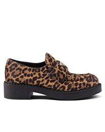 Prada Unisex Chocolate Printed Leather Loafers 1D246M Coffee