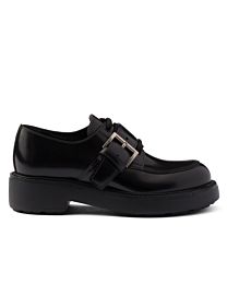 Prada Women's Brushed Leather Lace-up Shoes 1E590N Black