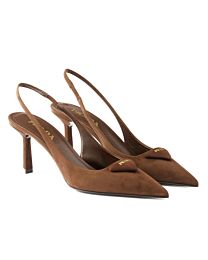 Prada Women's Suede Leather Back Strap Pumps 1I901M