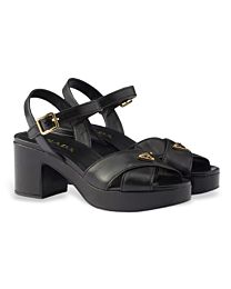 Prada Women's Nappa Leather Platform Sandals 1XP73B Black