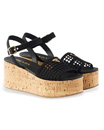 Prada Women's Crochet Wedge Platform Sandals 1XZ791