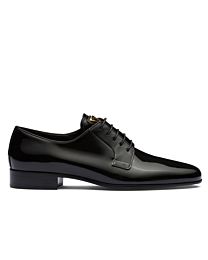 Prada Women's Patent Leather Lace-up Shoes 1E366 Black