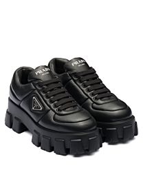 Prada Women's Soft Padded Nappa Leather Lace-up Shoes Black
