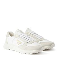 Prada Men's Prax 2.0 Re-Nylon And Suede Sneakers Cream
