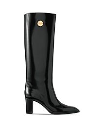Saint Laurent Women's Louis 85 Glossy Leather High-Top Boots 463766 Black