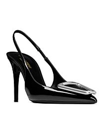 Saint Laurent Women's Avenue Slingback Pumps In Patent Leather Black