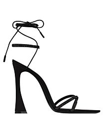 Saint Laurent Women's ?Liza Sandals In Satin Crepe And Rhinestones Black