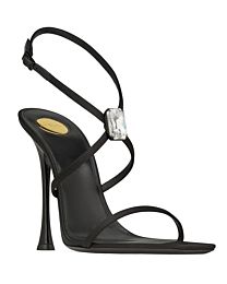 Saint Laurent Women's Harlow Sandals In Satin Crepe And Crystals Black