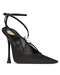 Saint Laurent Women's Harlow Pumps In Satin Crepe And Crystals Black