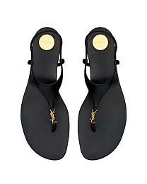 Saint Laurent Cassandra Smooth Leather Sandals Black