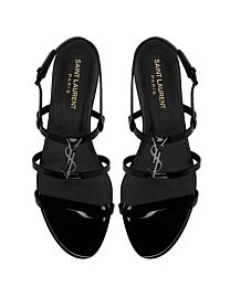 Saint Laurent Women's Cassandra Sandals In Patent Leather Black