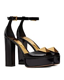 Valentino Women's Open Toe Pump With One Stud Platform In Patent Leather 120 MM 
