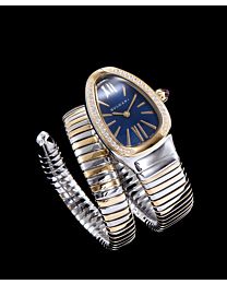 Bvlgari 18-carat gold and steel watch Blue
