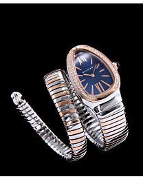 Bvlgari 18-carat pink-gold and steel watch Blue