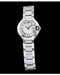 Cartier Ballon Bleu Silver Dial Stainless Steel Ladies Watch White