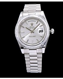 Rolex Men s Stainless Steel Watch With Diamond White