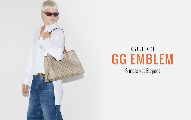 Gucci GG Emblem Large Tote Bag 815213 Coffee