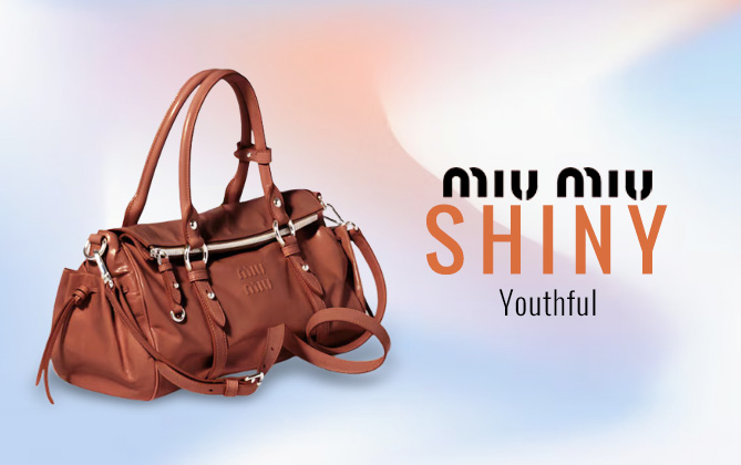 Miu Miu Shiny Leather Handbag 5BA328 Coffee